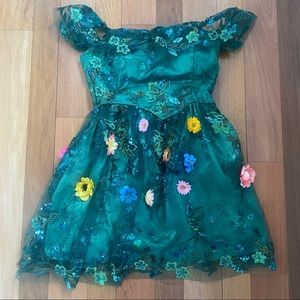 Emerald Green 3D Floral Moana, Te Fiti Inspired Dress Size S Small